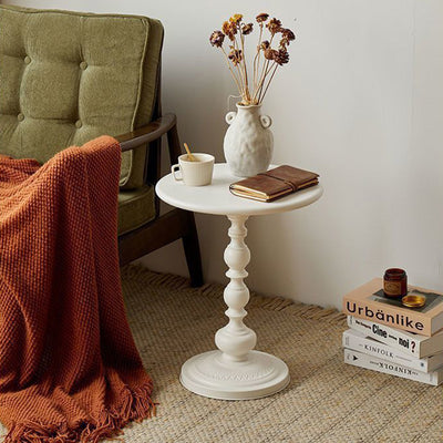 Contemporary Retro Round Wrought Iron End Table 1-Tier For Living Room