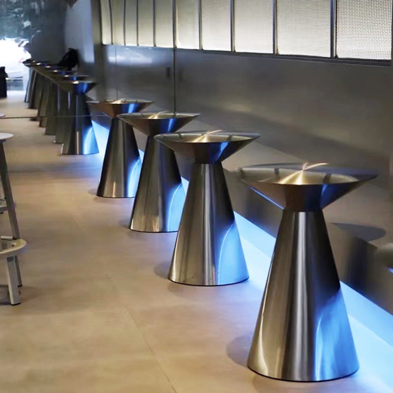 Contemporary Industrial Stainless Steel Mushroom-Shaped Round Coffee Table 1-Tier For Living Room & Cafe