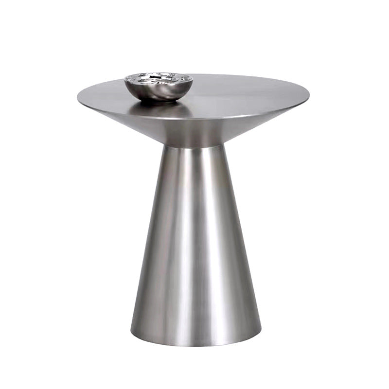 Contemporary Industrial Stainless Steel Mushroom-Shaped Round Coffee Table 1-Tier For Living Room & Cafe