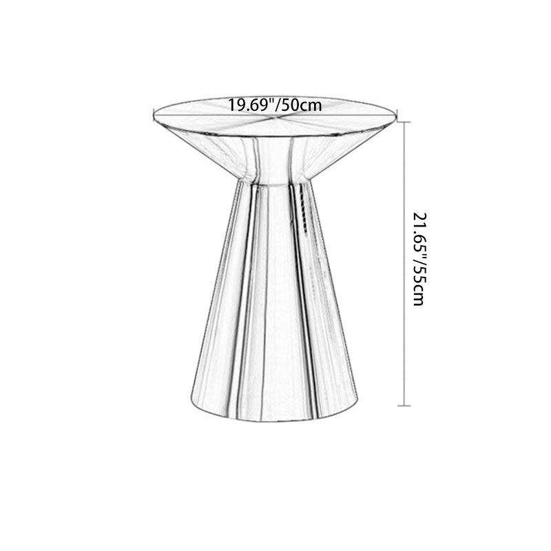 Modern Minimalist Stainless Steel Mushroom-Shaped Round Coffee Table 1-Tier For Living Room &amp; Cafe