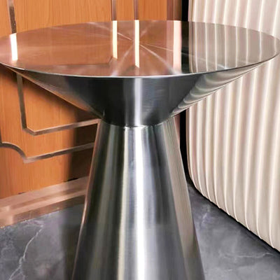 Contemporary Industrial Stainless Steel Mushroom-Shaped Round Coffee Table 1-Tier For Living Room & Cafe