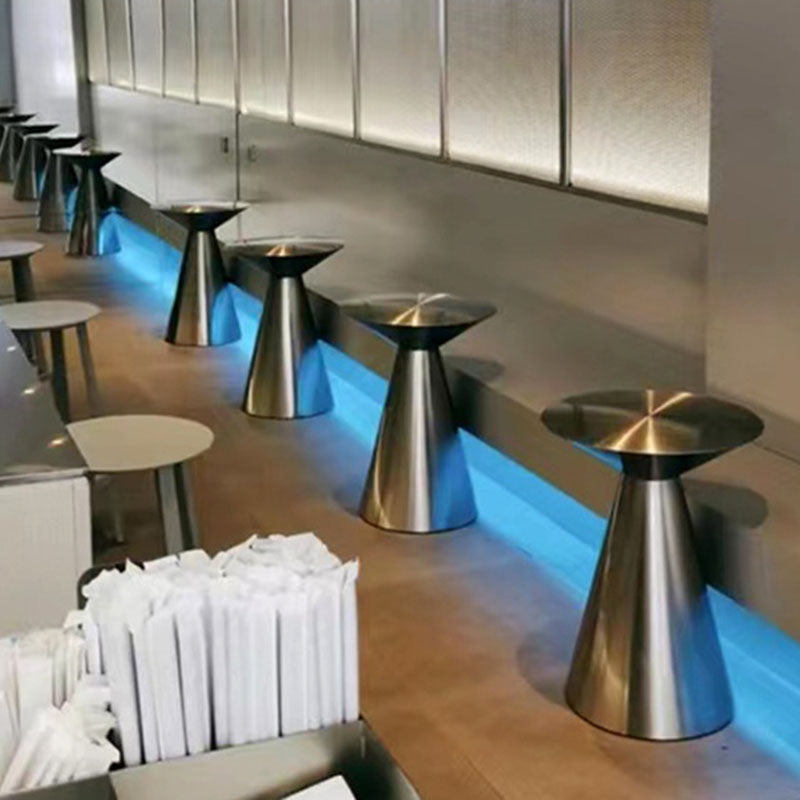 Contemporary Industrial Stainless Steel Mushroom-Shaped Round Coffee Table 1-Tier For Living Room & Cafe