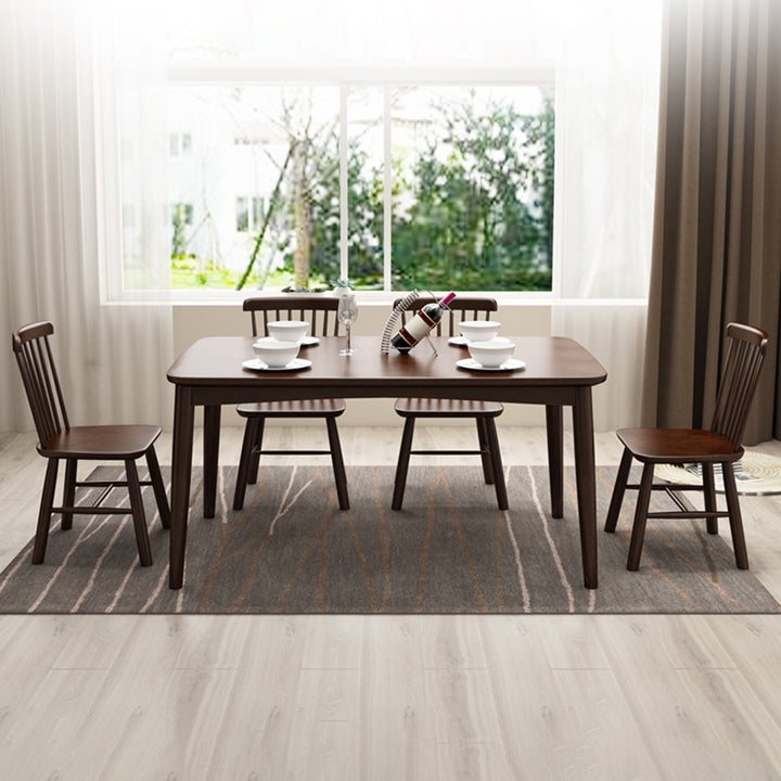 Ensemble table à manger et chaises carré en bois massif nordique contemporain avec similicuir microfibre pour 4/6 places 