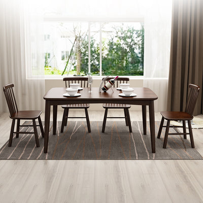 Contemporary Nordic Solid Wood Microfiber Leather Square Dining Table & Chair Set For 4/6 Seats