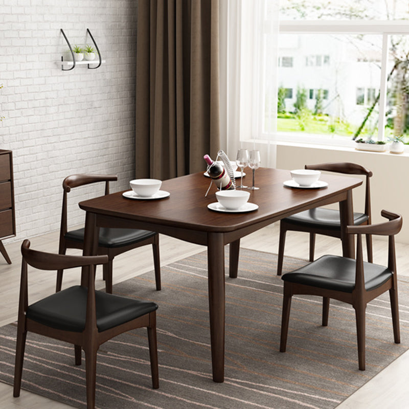 Contemporary Nordic Solid Wood Microfiber Leather Square Dining Table & Chair Set For 4/6 Seats