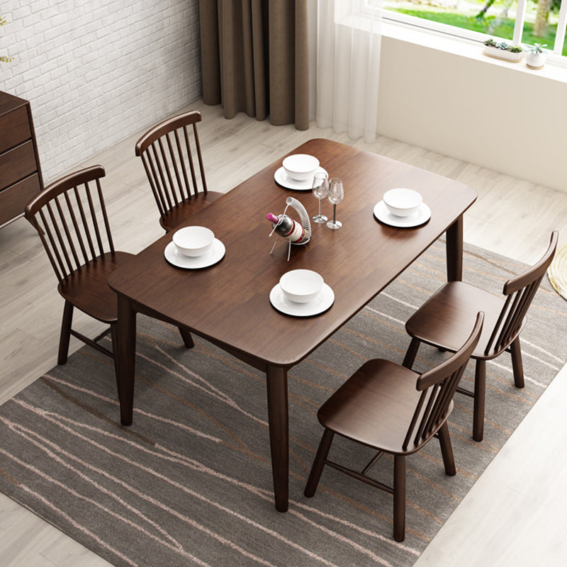 Contemporary Nordic Solid Wood Microfiber Leather Square Dining Table & Chair Set For 4/6 Seats