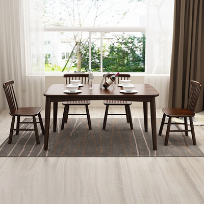 Contemporary Nordic Solid Wood Microfiber Leather Square Dining Table & Chair Set For 4/6 Seats
