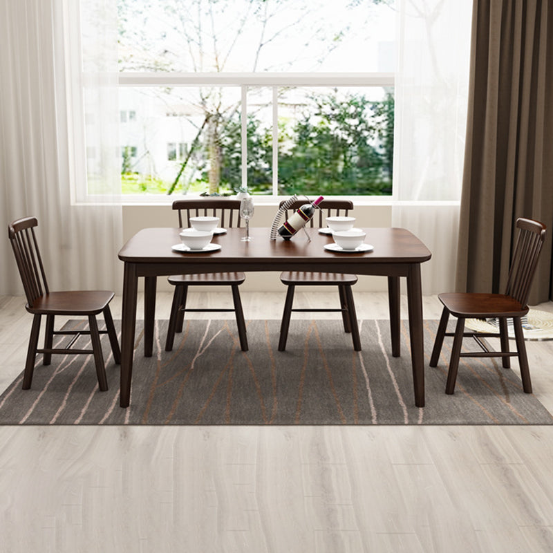 Contemporary Nordic Solid Wood Microfiber Leather Square Dining Table & Chair Set For 4/6 Seats