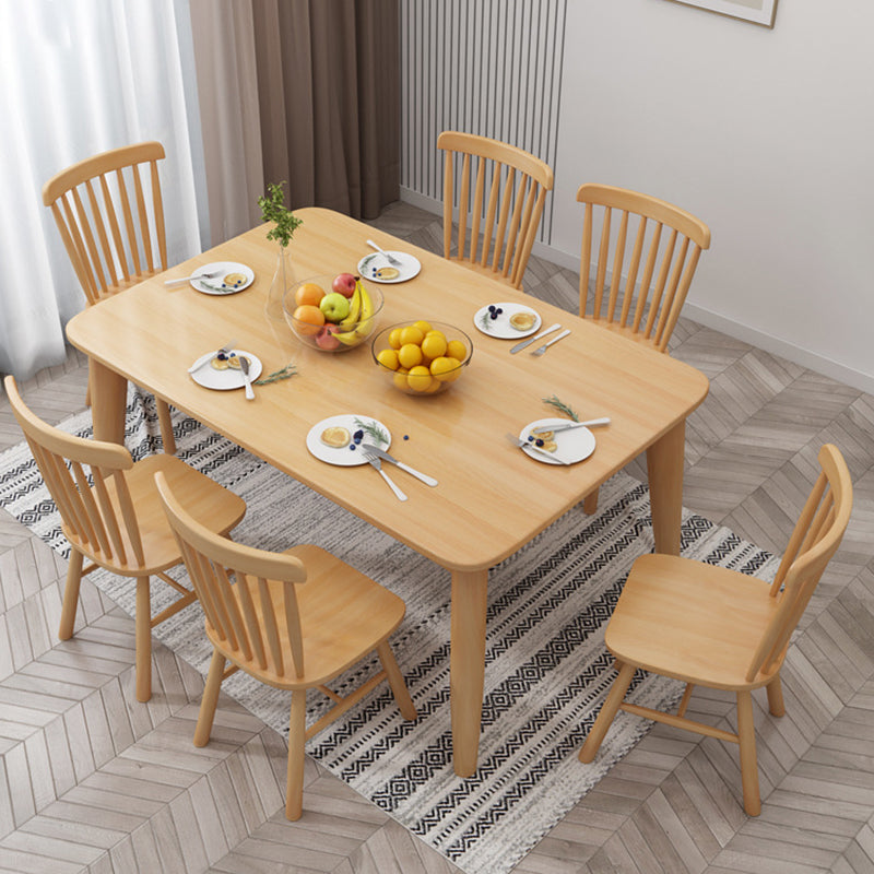 Contemporary Nordic Solid Wood Microfiber Leather Square Dining Table & Chair Set For 4/6 Seats