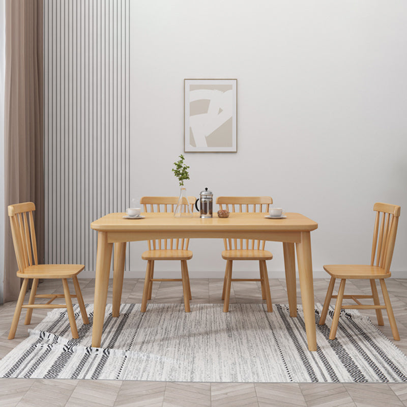 Contemporary Nordic Solid Wood Microfiber Leather Square Dining Table & Chair Set For 4/6 Seats