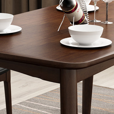 Contemporary Nordic Solid Wood Microfiber Leather Square Dining Table & Chair Set For 4/6 Seats