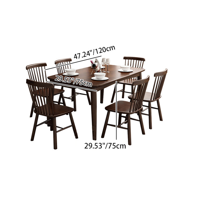 Contemporary Nordic Solid Wood Microfiber Leather Square Dining Table & Chair Set For 4/6 Seats