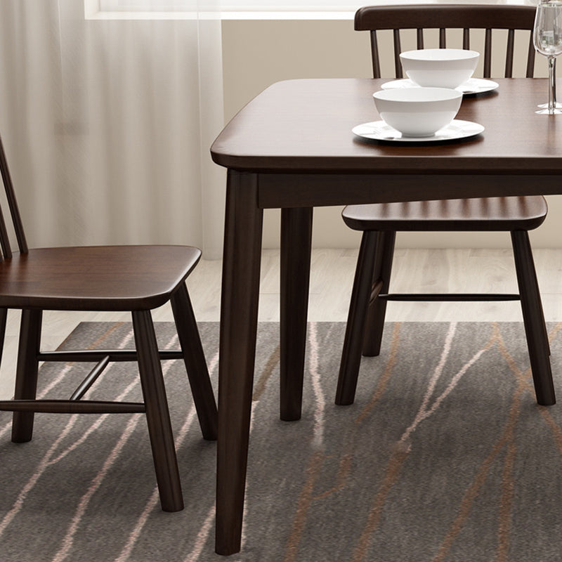 Contemporary Nordic Solid Wood Microfiber Leather Square Dining Table & Chair Set For 4/6 Seats