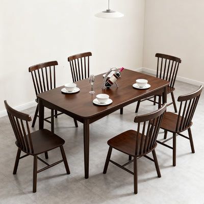 Contemporary Nordic Solid Wood Microfiber Leather Square Dining Table & Chair Set For 4/6 Seats