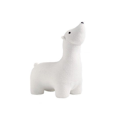 Contemporary Creative Polar Bear Solid Wood Lambswool Kids Stool Movable For Living Room