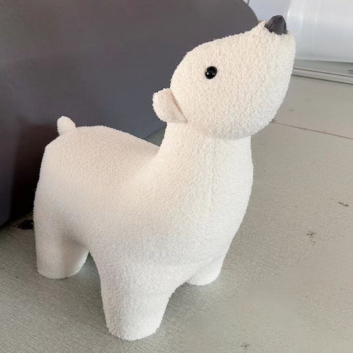 Tabouret pour enfants moderne et créatif en bois massif avec revêtement en laine d’agneau, ours polaire, mobile pour salon 