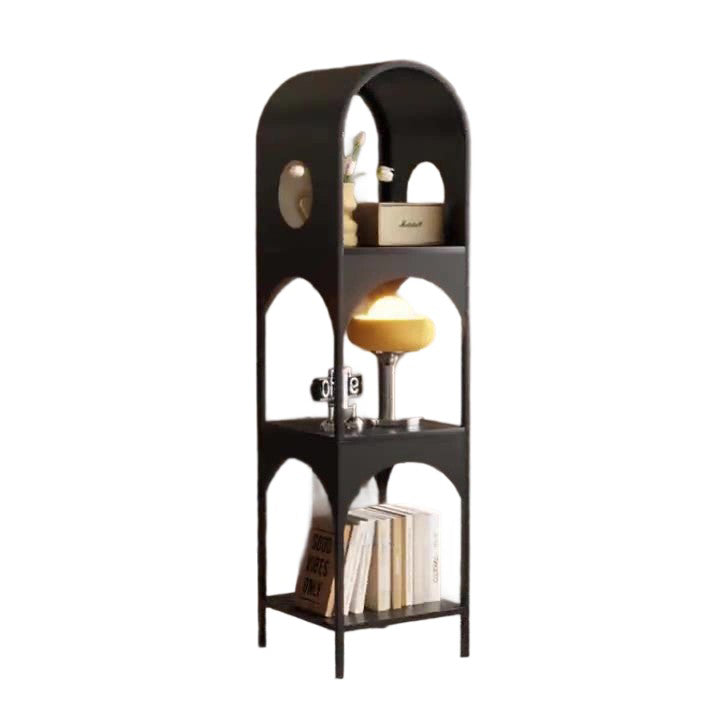 Contemporary Nordic Wrought Iron Geometric Openwork Design Display Rack 3-Tier For Home Office