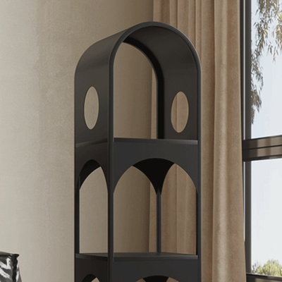 Contemporary Nordic Wrought Iron Geometric Openwork Design Display Rack 3-Tier For Home Office