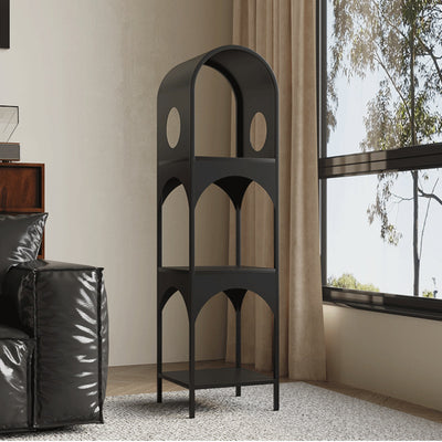 Contemporary Nordic Wrought Iron Geometric Openwork Design Display Rack 3-Tier For Home Office