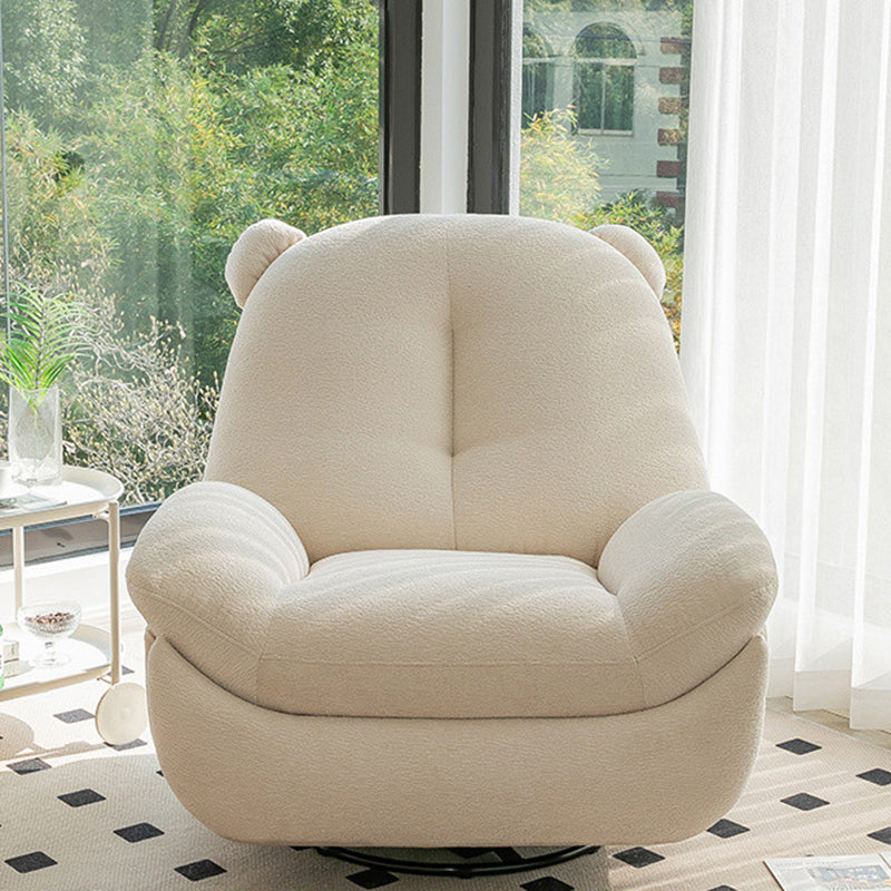 Modern Minimalist Bear-Shaped Titanium Alloy Solid Wood Wrought Iron Chenille Velvet Faux Leather Recliner With Backrest Footrest for Living Room