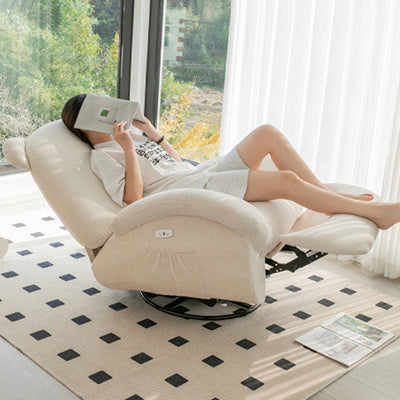 Modern Minimalist Bear-Shaped Titanium Alloy Solid Wood Wrought Iron Chenille Velvet Faux Leather Recliner With Backrest Footrest for Living Room