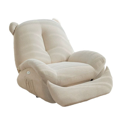 Modern Minimalist Bear-Shaped Titanium Alloy Solid Wood Wrought Iron Chenille Velvet Faux Leather Recliner With Backrest Footrest for Living Room