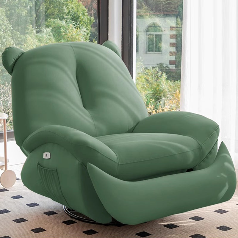 Modern Minimalist Bear-Shaped Titanium Alloy Solid Wood Wrought Iron Chenille Velvet Faux Leather Recliner With Backrest Footrest for Living Room