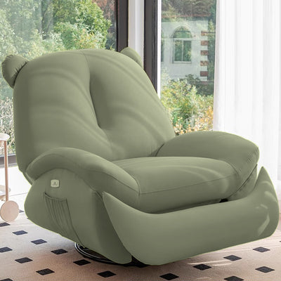Modern Minimalist Bear-Shaped Titanium Alloy Solid Wood Wrought Iron Chenille Velvet Faux Leather Recliner With Backrest Footrest for Living Room