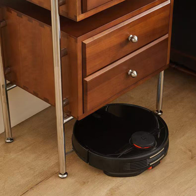 Contemporáneo Retro Cuadrado Mueble de Almacenamiento de Madera Maciza y Acero Inoxidable de 6 Cajones para Sala de Estar 