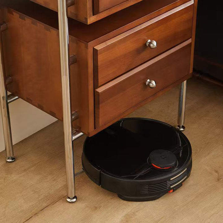 Contemporáneo Retro Cuadrado Mueble de Almacenamiento de Madera Maciza y Acero Inoxidable de 6 Cajones para Sala de Estar 