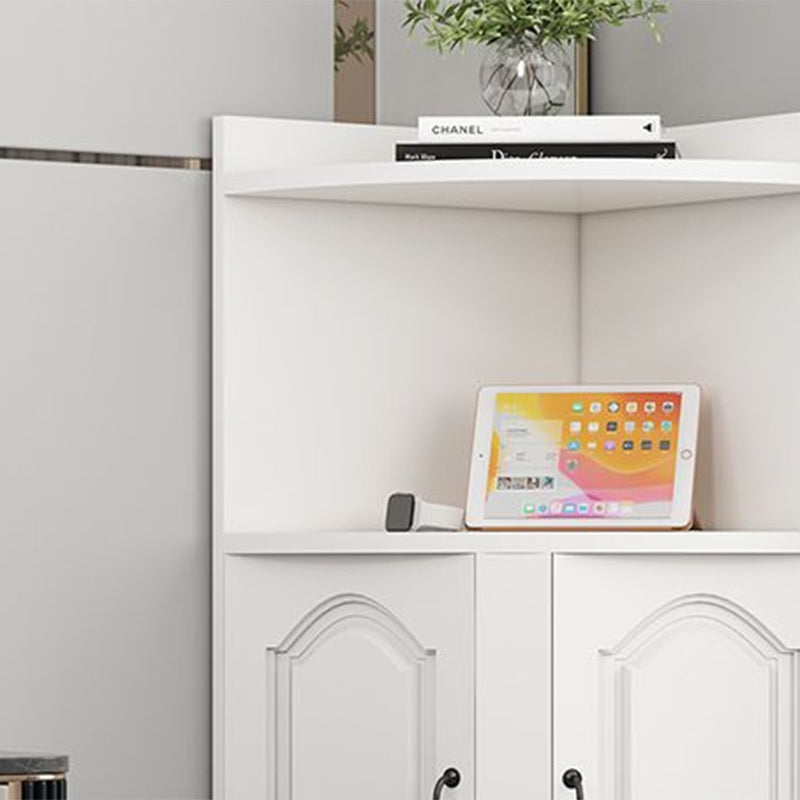 Contemporary Nordic Triangular Solid Wood MDF Corner Shelf Unit With 2-Cabinet 2-Tier For Living Room