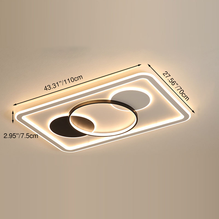 Modern Minimalist Round Rectangle Square Acrylic Iron LED Flush Mount Ceiling Light For Living Room &amp; Bedroom