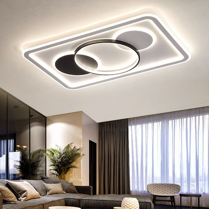 Modern Minimalist Round Rectangle Square Acrylic Iron LED Flush Mount Ceiling Light For Living Room &amp; Bedroom