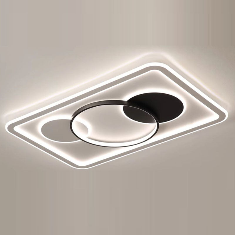 Modern Minimalist Round Rectangle Square Acrylic Iron LED Flush Mount Ceiling Light For Living Room &amp; Bedroom
