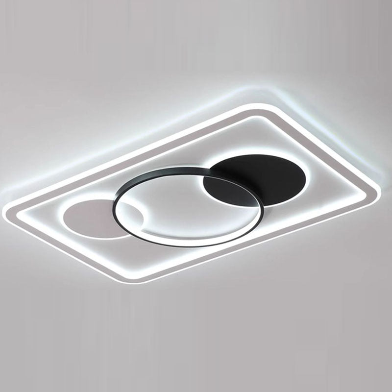 Modern Minimalist Round Rectangle Square Acrylic Iron LED Flush Mount Ceiling Light For Living Room &amp; Bedroom