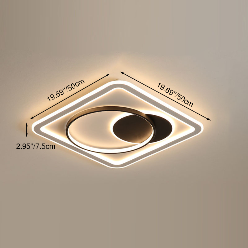 Modern Minimalist Round Rectangle Square Acrylic Iron LED Flush Mount Ceiling Light For Living Room &amp; Bedroom