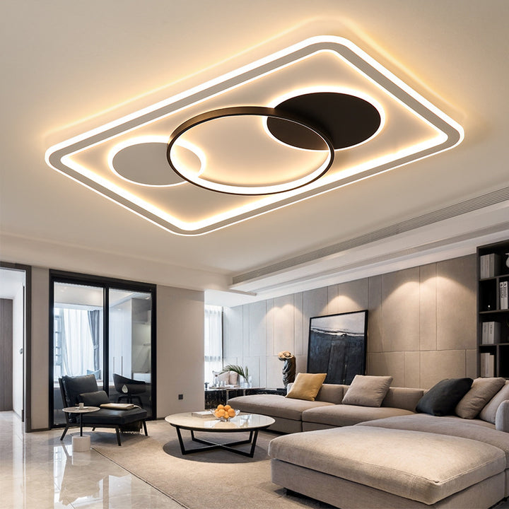 Modern Minimalist Round Rectangle Square Acrylic Iron LED Flush Mount Ceiling Light For Living Room &amp; Bedroom