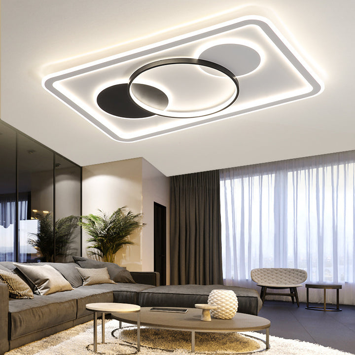 Modern Minimalist Round Rectangle Square Acrylic Iron LED Flush Mount Ceiling Light For Living Room &amp; Bedroom