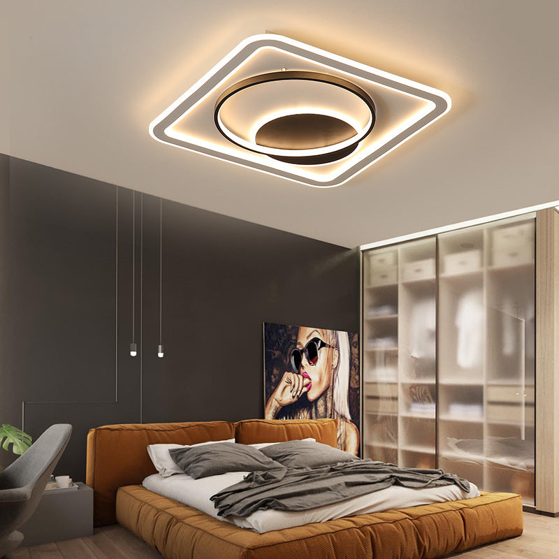 Modern Minimalist Round Rectangle Square Acrylic Iron LED Flush Mount Ceiling Light For Living Room &amp; Bedroom