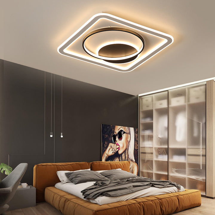 Modern Minimalist Round Rectangle Square Acrylic Iron LED Flush Mount Ceiling Light For Living Room &amp; Bedroom
