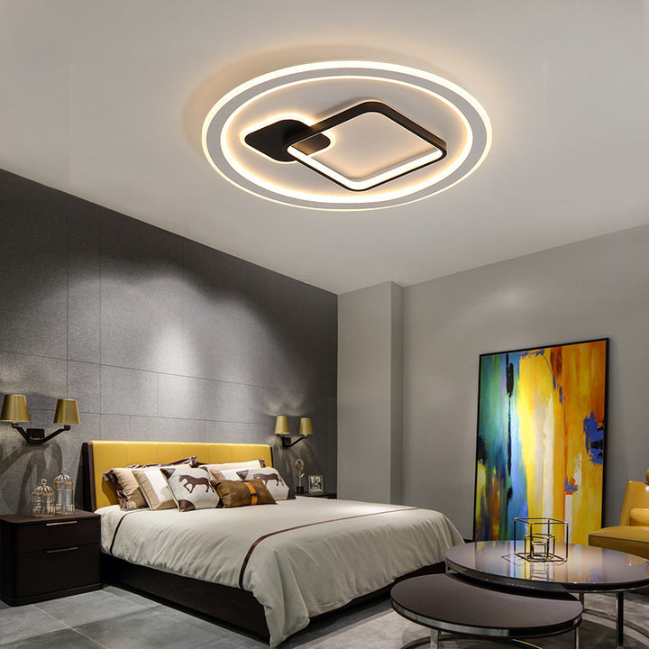Modern Minimalist Round Rectangle Square Acrylic Iron LED Flush Mount Ceiling Light For Living Room &amp; Bedroom