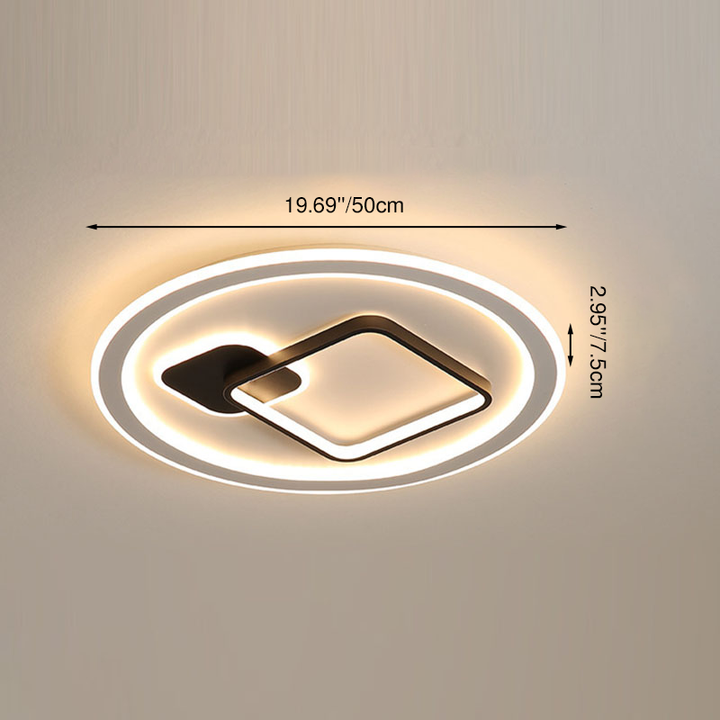 Modern Minimalist Round Rectangle Square Acrylic Iron LED Flush Mount Ceiling Light For Living Room &amp; Bedroom