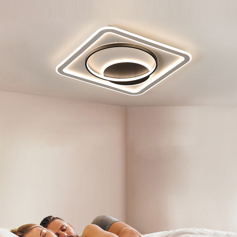 Modern Minimalist Round Rectangle Square Acrylic Iron LED Flush Mount Ceiling Light For Living Room &amp; Bedroom