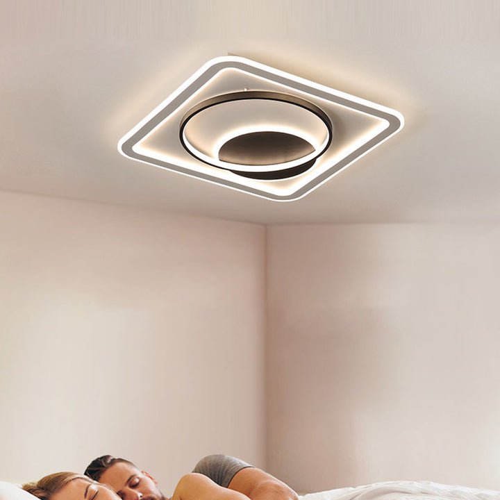 Modern Minimalist Round Rectangle Square Acrylic Iron LED Flush Mount Ceiling Light For Living Room &amp; Bedroom