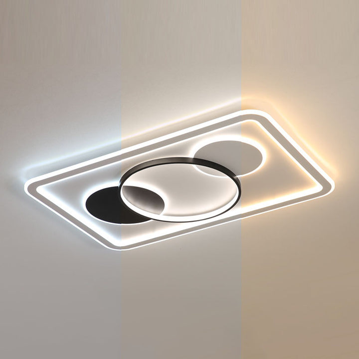 Modern Minimalist Round Rectangle Square Acrylic Iron LED Flush Mount Ceiling Light For Living Room &amp; Bedroom