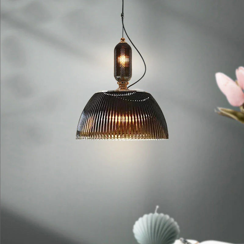 Japanische Retro Dunkelgrüne Glasschirm Pendelleuchte mit 1 Licht 