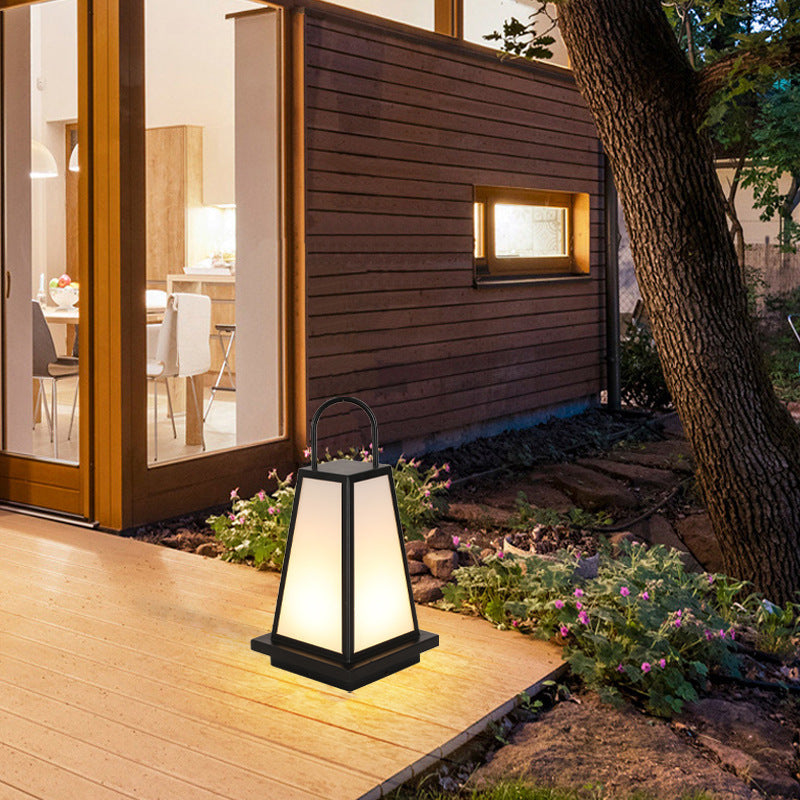 Contemporary Industrial Solar Iron Acrylic 1-Light Outdoor Post Light For Garden