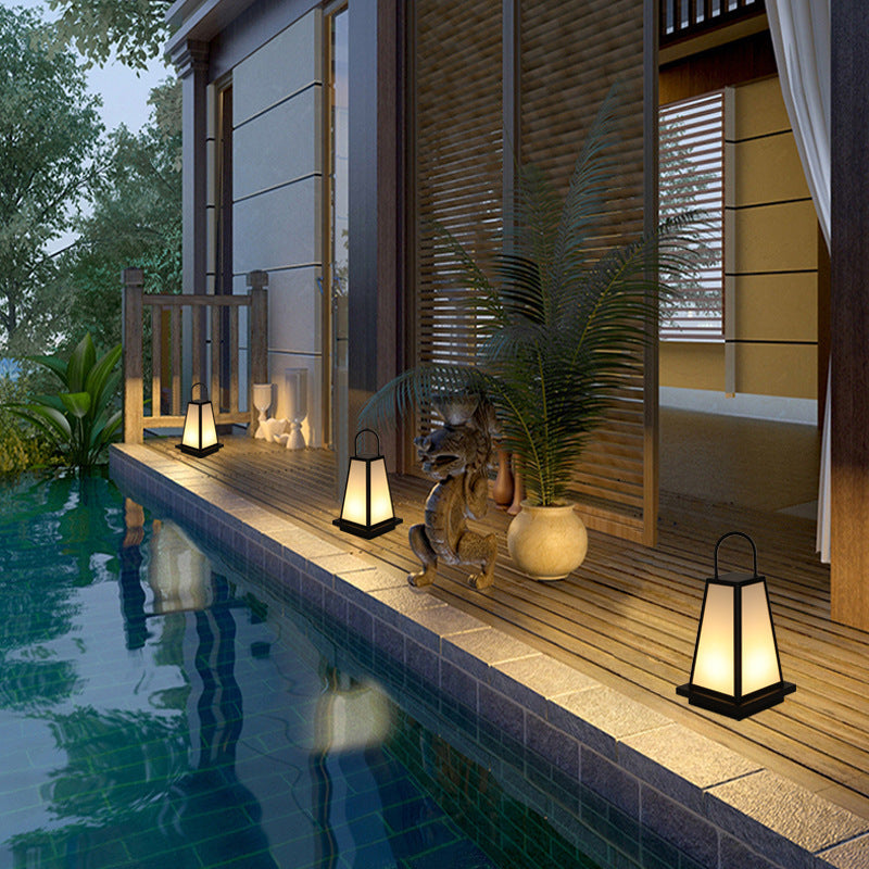 Contemporary Industrial Solar Iron Acrylic 1-Light Outdoor Post Light For Garden