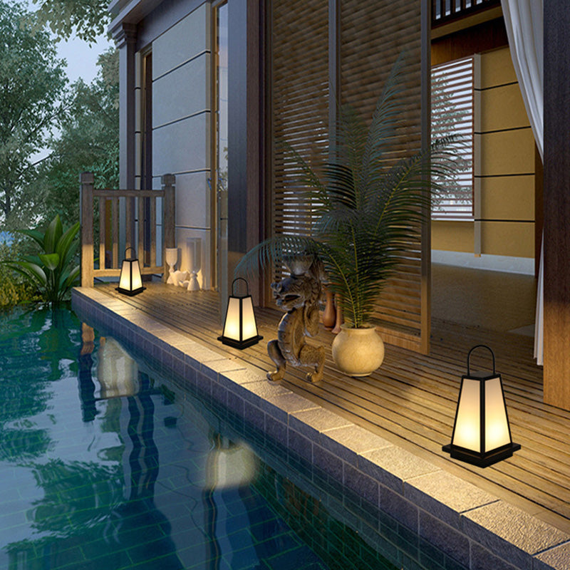 Contemporary Industrial Solar Iron Acrylic 1-Light Outdoor Post Light For Garden