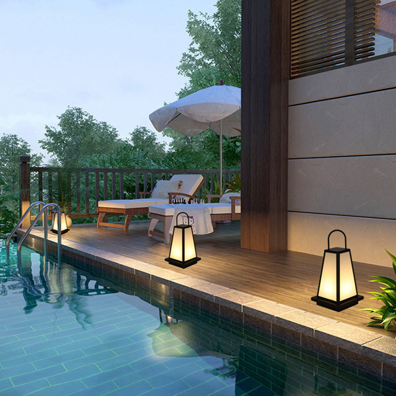 Contemporary Industrial Solar Iron Acrylic 1-Light Outdoor Post Light For Garden